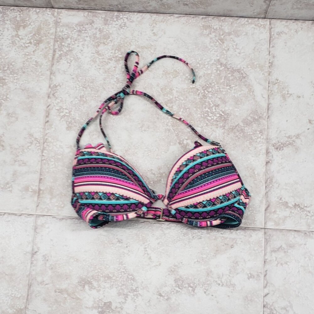 Adjustable Bikini Top Neck Tie Strap Shade & Shore Size 32 D Padded Underwire